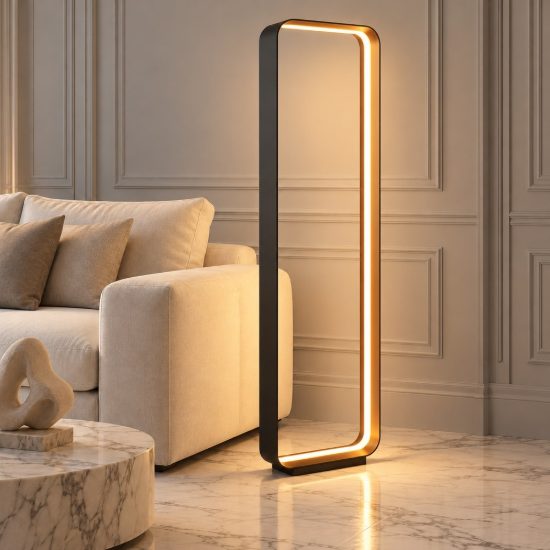 Lampada da terra led 35w 2000k 4000k dimmerabile dim to warm per soggiorno moderna nera e oro