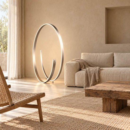 Piantana led 42w 2000k 4000k dimmerabile dim to warm per soggiorno a spirale nichel opaco