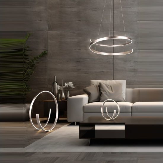Piantana led 42w 2000k 4000k dimmerabile dim to warm per soggiorno a spirale nichel opaco