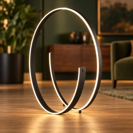 Lampada da terra led 42w 2000k 4000k dimmerabile dim to warm per soggiorno a spirale nera