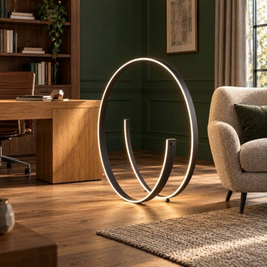Lampada da terra led 42w 2000k 4000k dimmerabile dim to warm per soggiorno a spirale nera