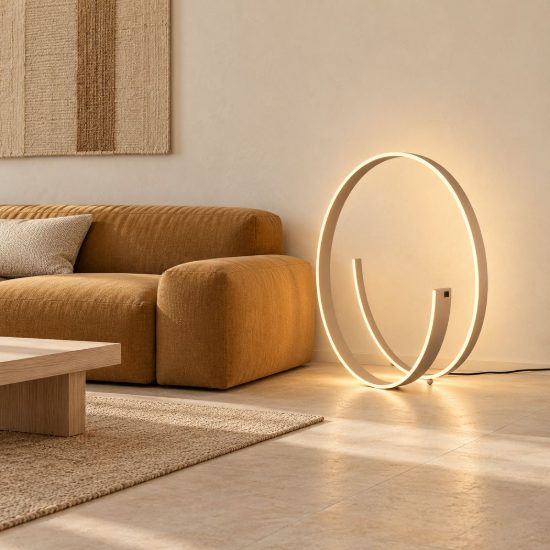 Piantana led 42w 2000k 4000k dimmerabile dim to warm per soggiorno a spirale tortora
