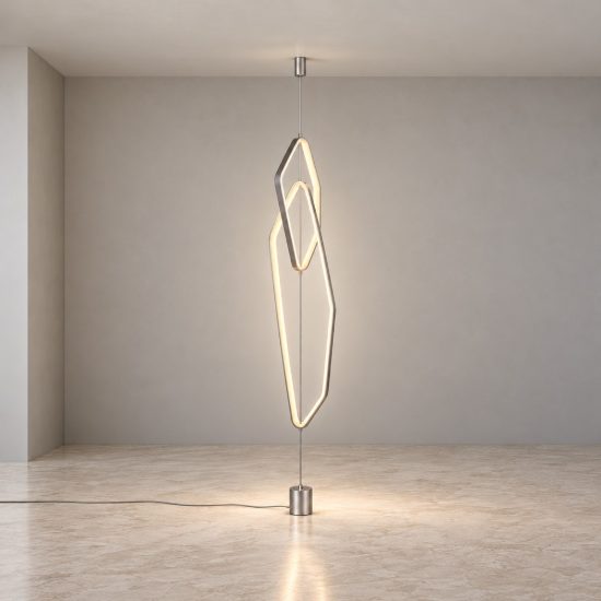 Piantana led 29w 2000k 4000k dim to warm per soggiorno con lampada da appendere nichel opaco