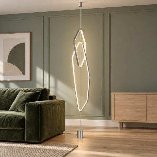 Piantana led 29w 2000k 4000k dim to warm per soggiorno con lampada da appendere nichel opaco