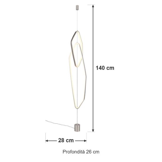 Piantana led 29w 2000k 4000k dim to warm per soggiorno con lampada da appendere nichel opaco