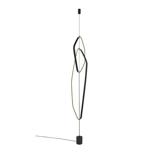 Lampada da terra led 29w 2000k 4000k dim to warm per soggiorno con lampada da appendere nera