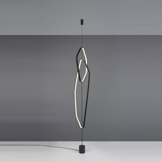 Lampada da terra led 29w 2000k 4000k dim to warm per soggiorno con lampada da appendere nera