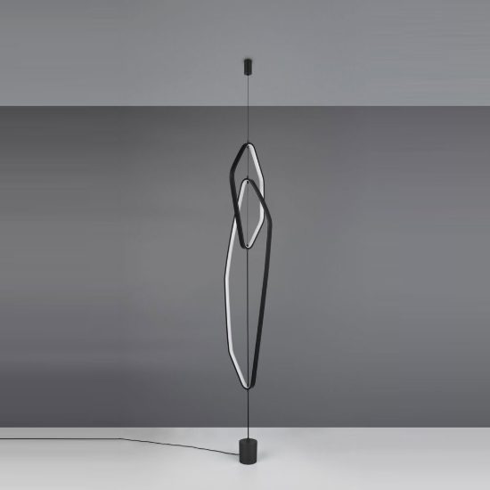 Lampada da terra led 29w 2000k 4000k dim to warm per soggiorno con lampada da appendere nera