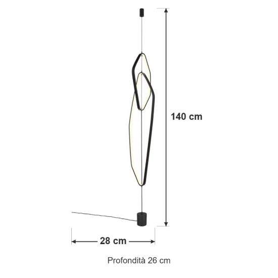 Lampada da terra led 29w 2000k 4000k dim to warm per soggiorno con lampada da appendere nera