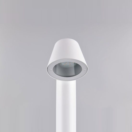 Lampione da giardino paletto ip44 moderno bianco con vetro trasparente