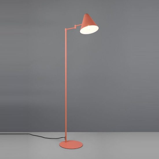 Lampada da terra per soggiorno orientabile moderna pesca con paralume a cono e interruttore
