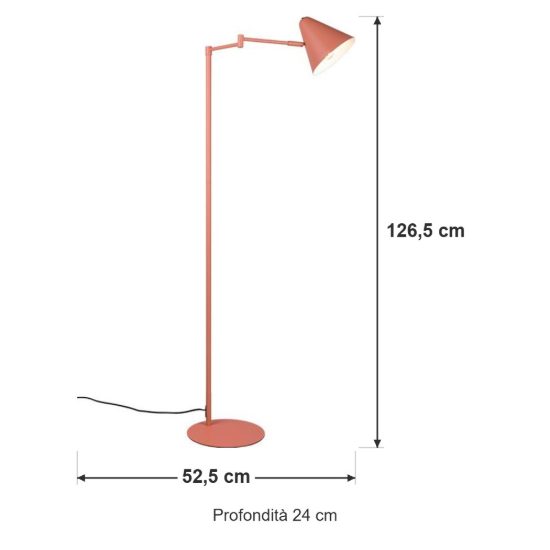 Lampada da terra per soggiorno orientabile moderna pesca con paralume a cono e interruttore