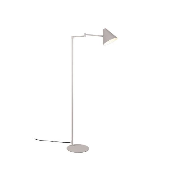 Lampada da terra per soggiorno orientabile moderna grigio caldo con paralume a cono e interruttore