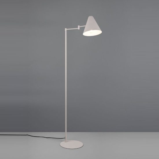 Lampada da terra per soggiorno orientabile moderna grigio caldo con paralume a cono e interruttore