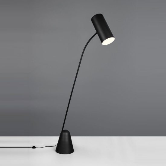 Piantana ad arco per soggiorno moderna nera con dimmer a pedale
