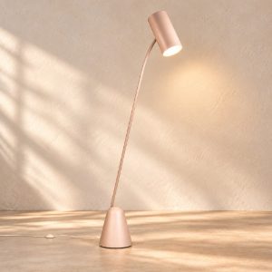 Lampada da terra ad arco per soggiorno moderna beige caldo con dimmer a pedale