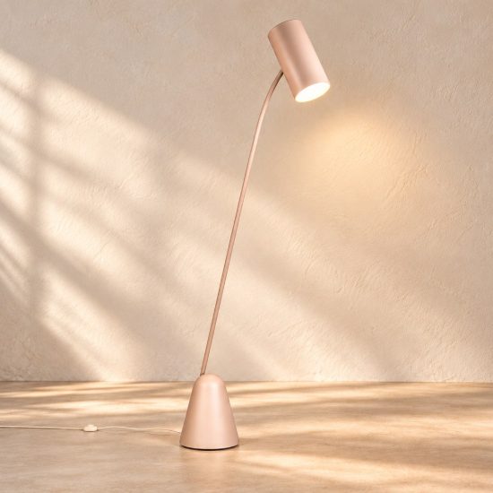 Lampada da terra ad arco per soggiorno moderna beige caldo con dimmer a pedale