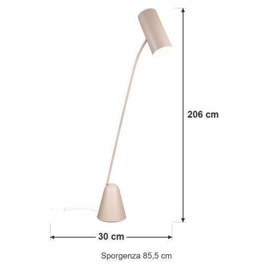Lampada da terra ad arco per soggiorno moderna beige caldo con dimmer a pedale