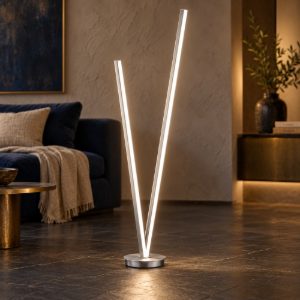 Piantana led 45w 2000k 4000k dimmerabile dim to warm per soggiorno a forma di v nichel opaco