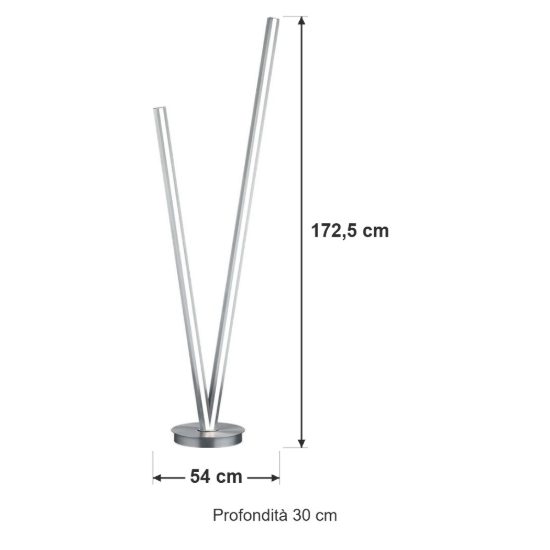 Piantana led 45w 2000k 4000k dimmerabile dim to warm per soggiorno a forma di v nichel opaco
