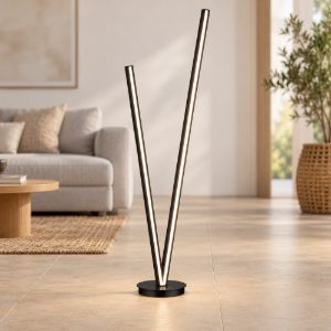 Lampada da terra led 45w 2000k 4000k dimmerabile dim to warm per soggiorno a forma di v nera