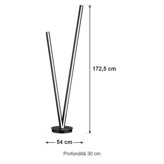 Lampada da terra led 45w 2000k 4000k dimmerabile dim to warm per soggiorno a forma di v nera
