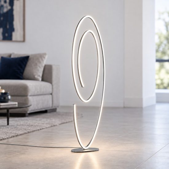 Piantana led 62w 2000k 4000k dimmerabile dim to warm per soggiorno a spirale nichel opaco