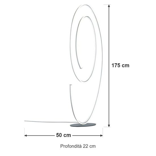 Piantana led 62w 2000k 4000k dimmerabile dim to warm per soggiorno a spirale nichel opaco