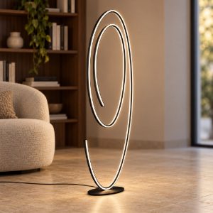 Lampada da terra led 62w 2000k 4000k dimmerabile dim to warm per soggiorno a spirale nera