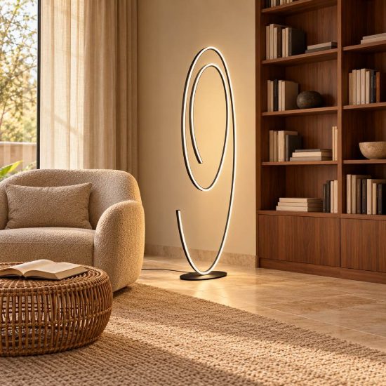 Lampada da terra led 62w 2000k 4000k dimmerabile dim to warm per soggiorno a spirale nera