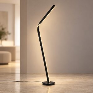 Piantana per soggiorno led 40w 2000k 4000k dimmerabile dim to warm in metallo piegato nera