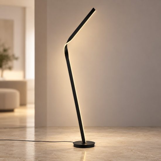 Piantana per soggiorno led 40w 2000k 4000k dimmerabile dim to warm in metallo piegato nera