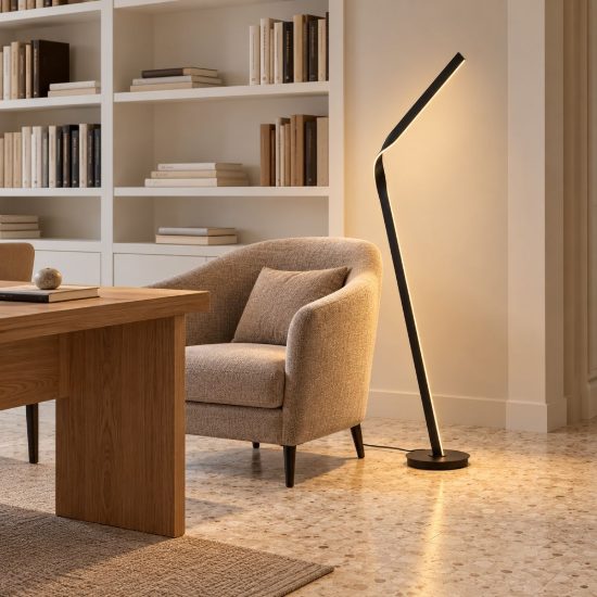 Piantana per soggiorno led 40w 2000k 4000k dimmerabile dim to warm in metallo piegato nera