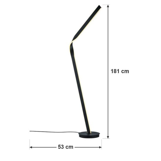 Piantana per soggiorno led 40w 2000k 4000k dimmerabile dim to warm in metallo piegato nera