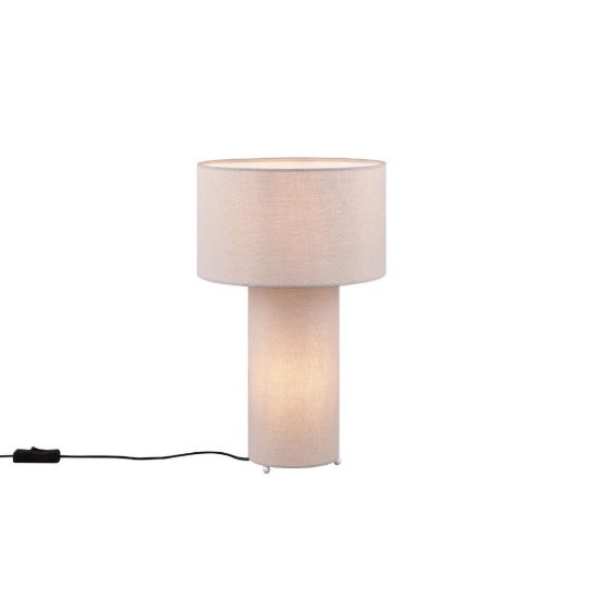 Lampada da tavolo 2 luci per soggiorno in tessuto grigio pastello con base luminosa