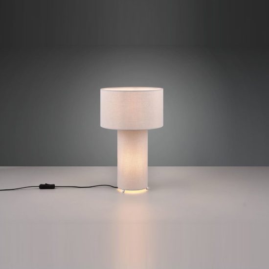 Lampada da tavolo 2 luci per soggiorno in tessuto grigio pastello con base luminosa