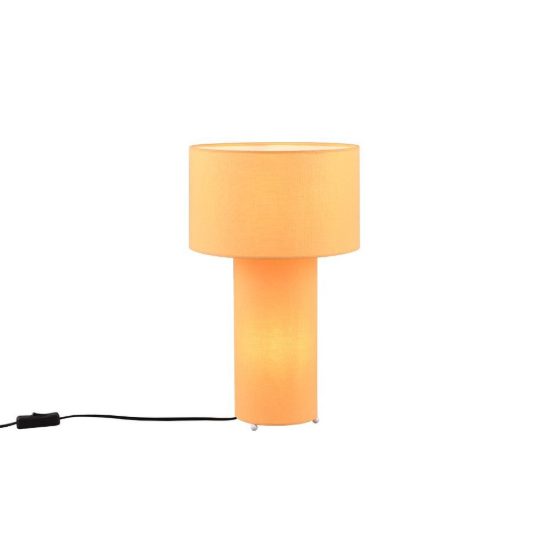 Lampada da tavolo 2 luci per soggiorno in tessuto giallo con base luminosa