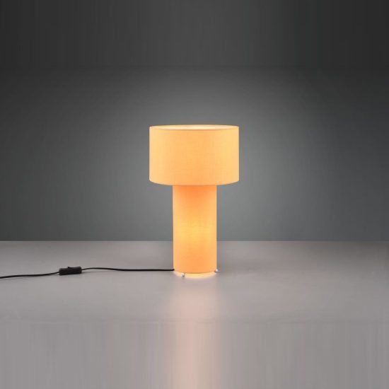 Lampada da tavolo 2 luci per soggiorno in tessuto giallo con base luminosa