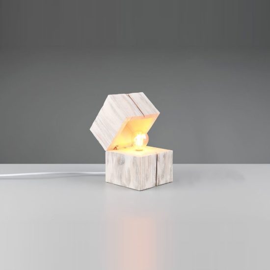 Abat-jour per comodino moderno a forma di scrigno in legno bianco