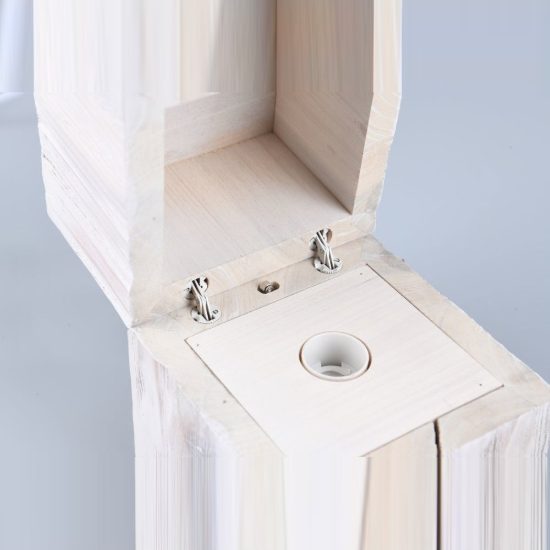 Abat-jour per comodino moderno a forma di scrigno in legno bianco