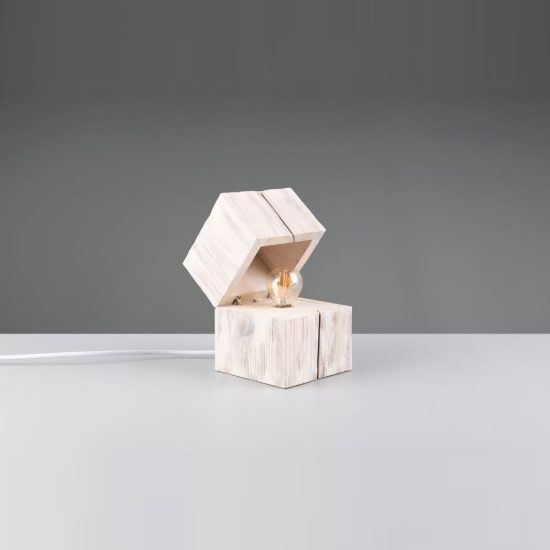 Abat-jour per comodino moderno a forma di scrigno in legno bianco
