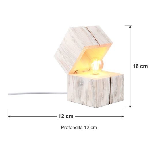 Abat-jour per comodino moderno a forma di scrigno in legno bianco