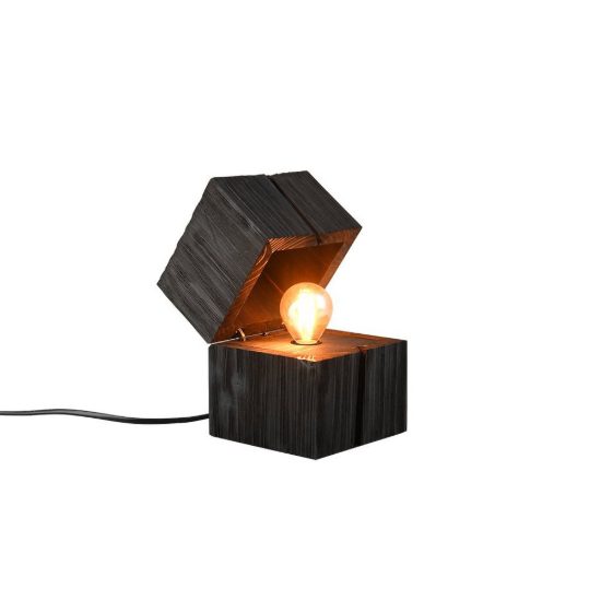 Abat-jour per comodino moderno a forma di scrigno in legno nero