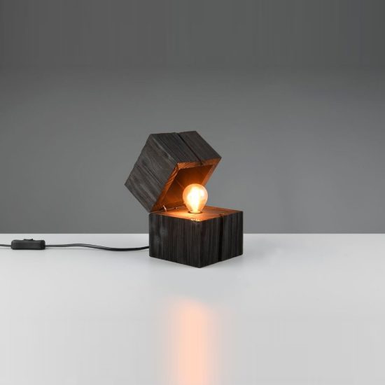 Abat-jour per comodino moderno a forma di scrigno in legno nero