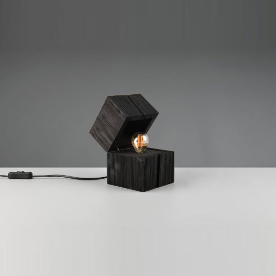 Abat-jour per comodino moderno a forma di scrigno in legno nero