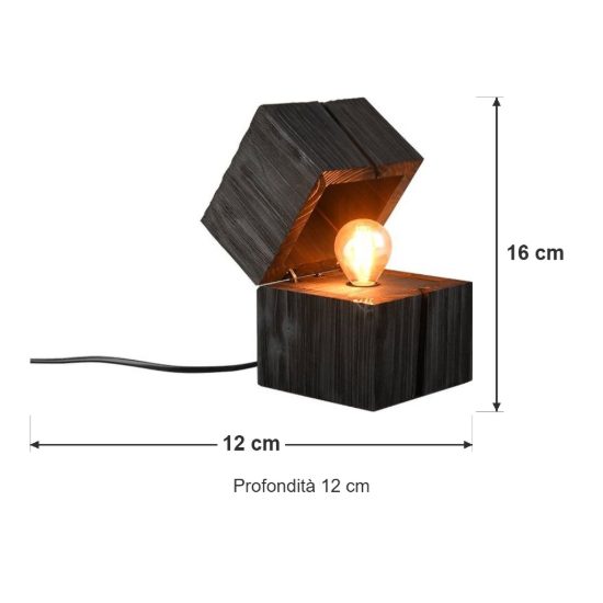 Abat-jour per comodino moderno a forma di scrigno in legno nero