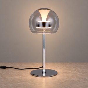 Abat-jour led 8w cct 2300k 3000k 4000k touch per comodino cromo con vetro trasparente