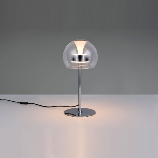 Abat-jour led 8w cct 2300k 3000k 4000k touch per comodino cromo con vetro trasparente