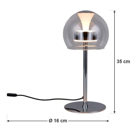 Abat-jour led 8w cct 2300k 3000k 4000k touch per comodino cromo con vetro trasparente