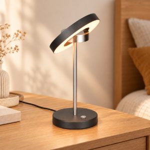 Abat-jour led 12w cct 2300k 3000k 4000k touch per comodino orientabile nero nichel opaco